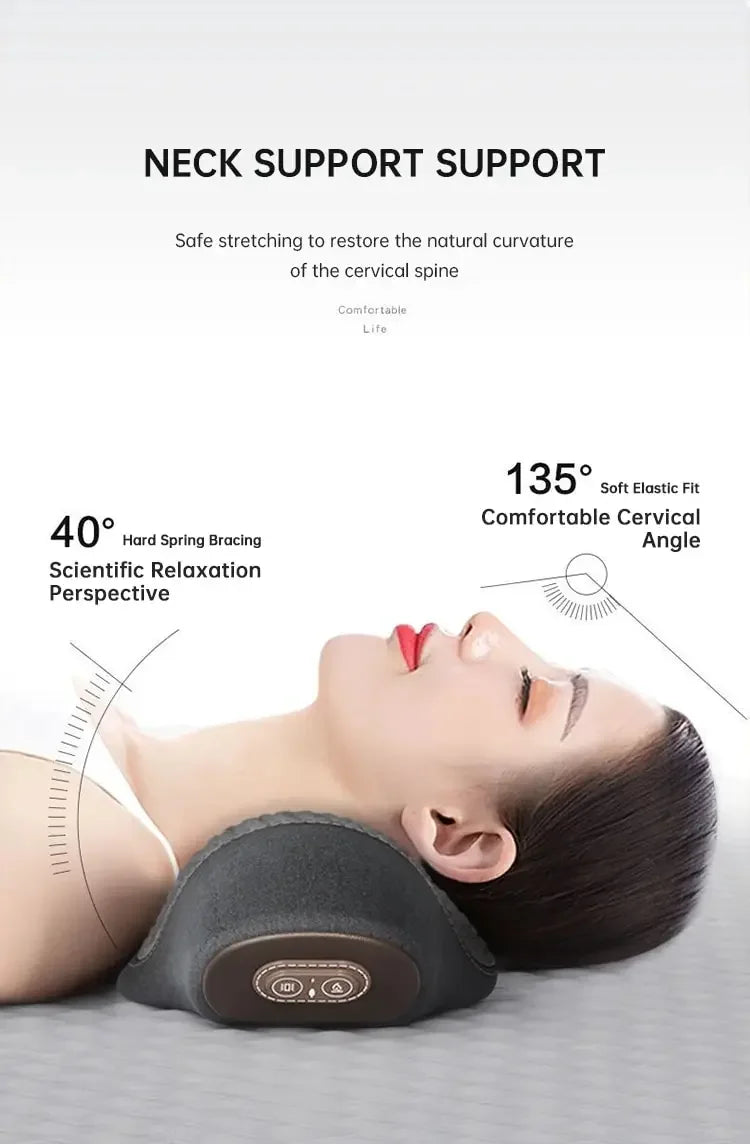 Almohada Masajeadora de Cuello — Eléctrica con Compresión Caliente, Masaje Vibratorio, Almohada Cervical para Dormir y Relajación, Espuma Viscoelástica con Soporte para la Columna