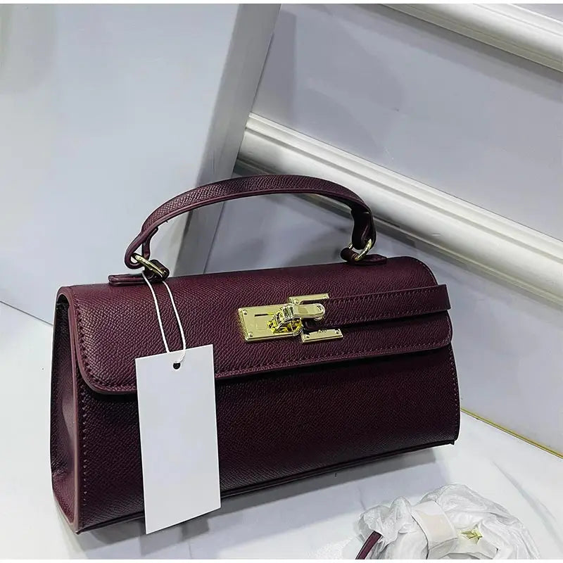 Luxury Brand Women's Lock-lock Handbag Retro High-quality Square Shoulder/crossbody Bag Fashionable High-end burgundy Women' Bag 2026