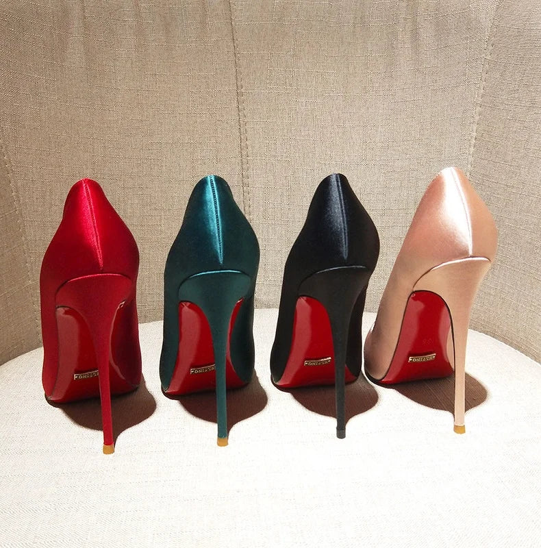 Elegant Woman Heeled Shoes 2026 Trend Luxury Red Bottoms High Heels Pointed Toe Stiletto Pumps 12 cm Party Dress Wedding Shoes 2026