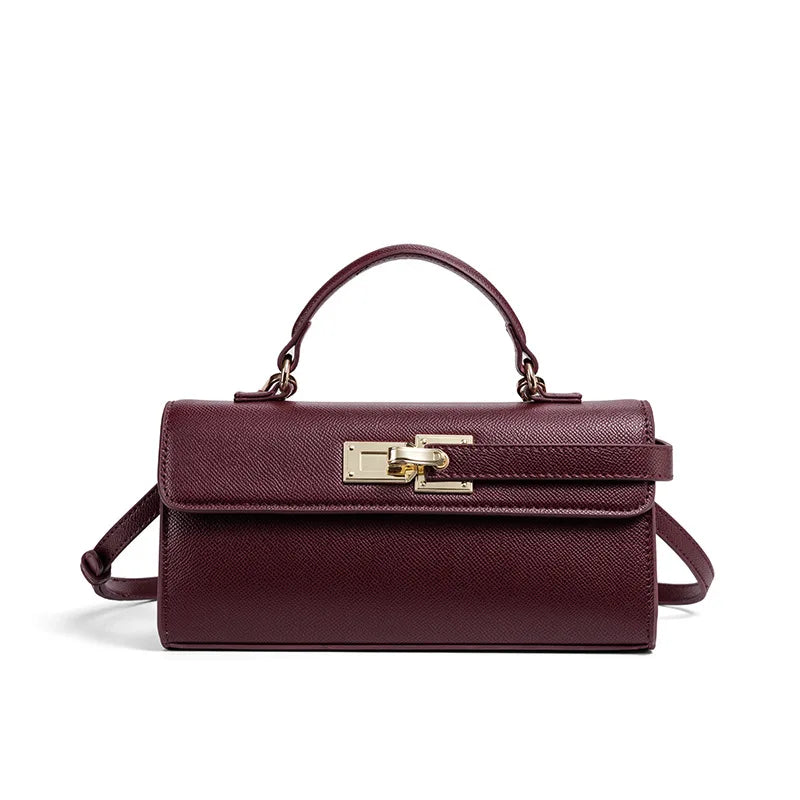 Luxury Brand Women's Lock-lock Handbag Retro High-quality Square Shoulder/crossbody Bag Fashionable High-end burgundy Women' Bag 2026
