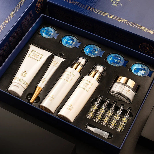 Set de Cuidado de la Piel con Caviar de 15 Piezas: Set de Sérums Faciales, Hidratante para el Rostro, Antiarugas, Aclarante, Belleza y Salud, Cuidado Facial Coreano.
