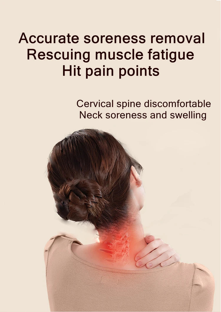Almohada Masajeadora para Cuello, Cintura, Espalda y Hombros — Masaje con Dedo, Multifunción con Compresión Caliente para Relajar la Cintura