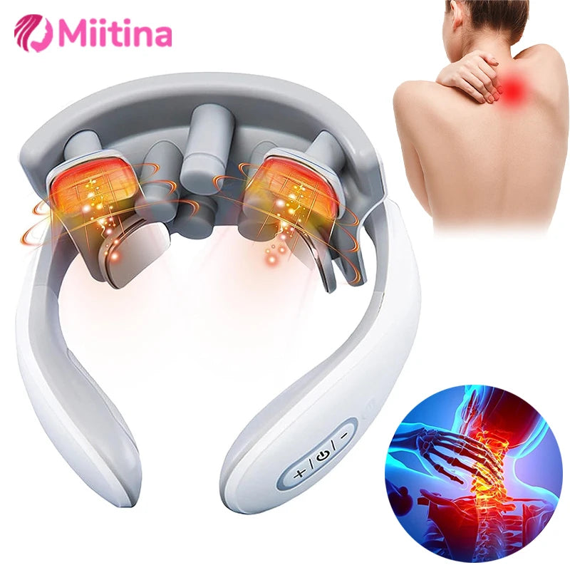 Masajeador Inteligente de Cuello y Hombros — Masaje Cervical con Vibración y Calor para Aliviar el Dolor, Pulso Terapéutico para las Vértebras Cervicales, Instrumento de Cuidado de la Salud