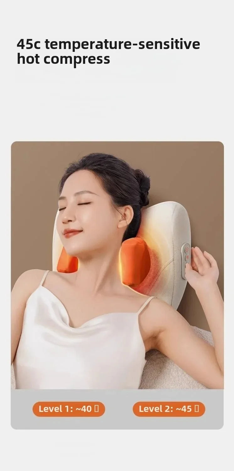 JAIYORL Almohada Masajeadora Eléctrica para Trapecio — Inalámbrica para Auto y Hogar, con Calor, para Cintura, Cuello, Piernas y Cervical, Masaje Shiatsu con Amasado