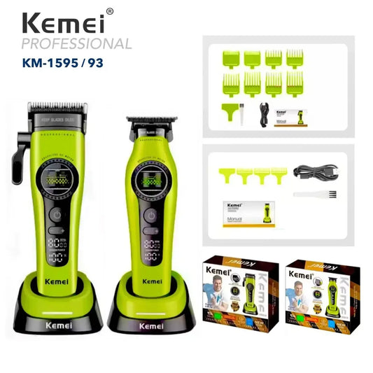 Kemei 1593 1595 Hair Trimmers Professional Barber Hair Clippers F1 -Super Engine External Brushless Motor Hair Cutting Machine 2026