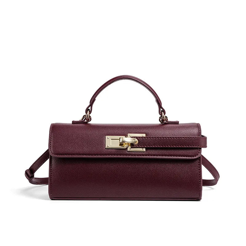 Luxury Brand Women's Lock-lock Handbag Retro High-quality Square Shoulder/crossbody Bag Fashionable High-end burgundy Women' Bag 2026