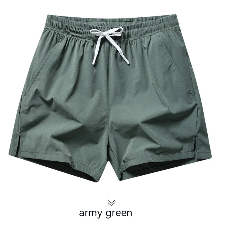 1pcs Summer Men Ice Silk Shorts Quick Drying Running Gym Pants Homme Surf Ventilate Drawstring Casual Outdoor Sport Couple Short