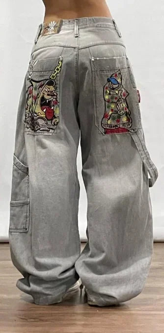 American Hip-hop Retro Loose Jeans Women's Y2K New Tide Harajuku High Waist Wide leg Pants Gothic Wide Pants Street Pants Male. Jeans Exclusivos Modernos 2026
