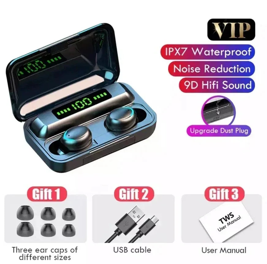 Auriculares Inalámbricos Bluetooth 5.3 TWS F9-5 | Sonido Potente, Diseño Deportivo, Micrófono HD