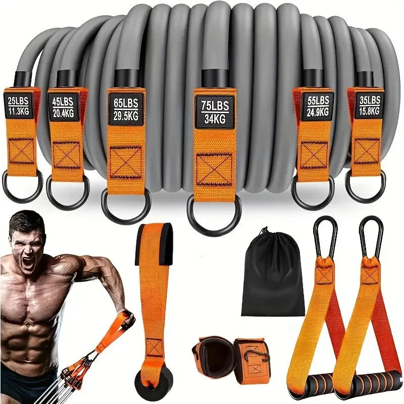 Resistance strap with handle: used for muscle training, strength building, body shaping, yoga, home fitness equipment - natural. Ligas Elasticas Extra duraderas para Crecimiento Muscular 2026