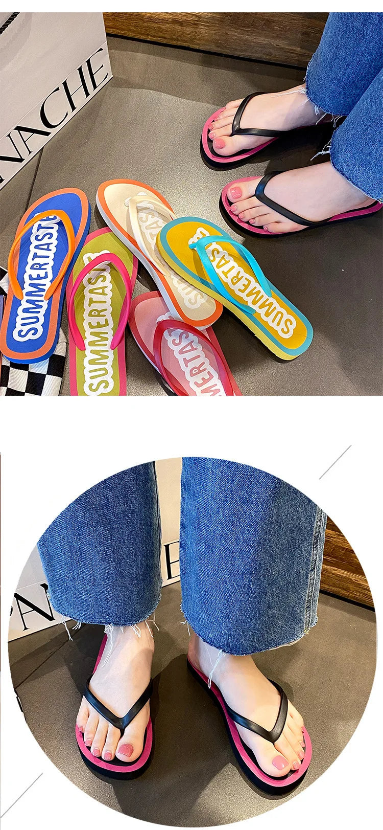 Women's Flip Flops 2025 New Summer Thick Bottom Clip Toe Fashion Beach Slippers Cool Slippers for Women 2026