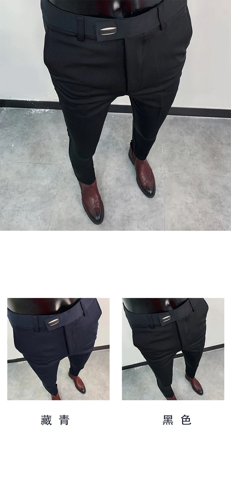 Men Suit Pants Formal Trousers Stretch Slim Pantalone Hombre Calça Masculina Solid Color Casual Dress Pants Fashion Men Clothing. Pantalones de Hombre, extra slim fit 2026. Elegantes