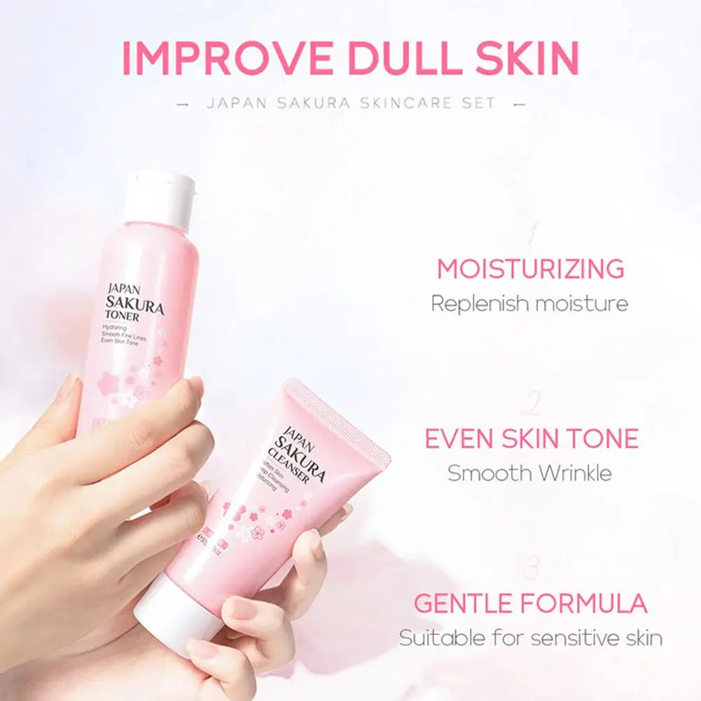 5/3pcs/Set Sakura Skin Care Sets Face Cream Serum Toner Facial Cleanser Sunscreen Eye Cream Gift Box Face Skin Care Set Product.2026 SERUM FACIAL. HUMECTANTE FACIL. REJUVENECEDOR PROTECCION CONTRA ARRUGAS FACIALES