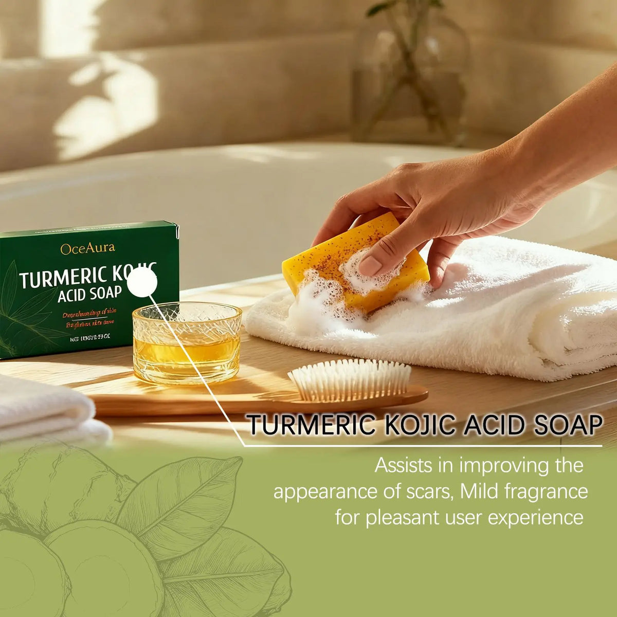 Turmeric and Kojic Acid Soap Deep Hydration Brightening Skin Care Products Soft Smooth Body Cleaning Skin Lightening Soap 100g.2026 JABON DE CURCUMA Y ACIDO DE KOJICO AYUDA A LA PIGMENTACION FACIAL
