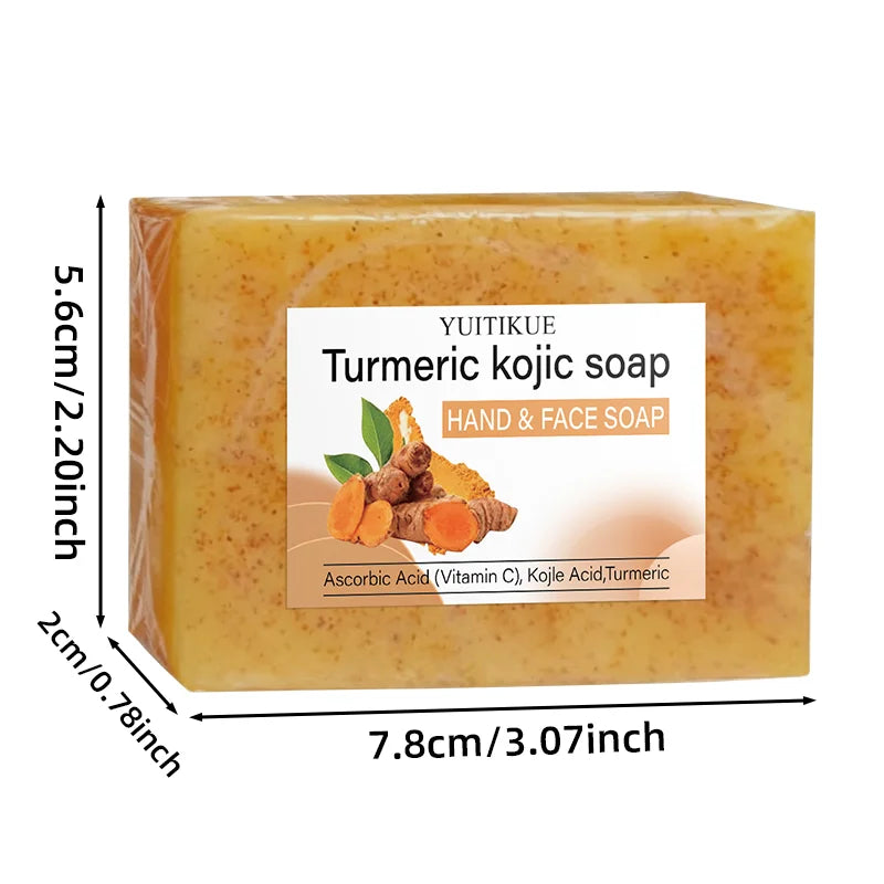 Natural Turmeric Kojic Soap - Hand & Face Cleanser, Brightens Skin, Deep Cleansing Dense Foam, Moisturizing for All Skin Types..2026 JABON HIDRATANTE PARA LA SALUD FACIAL  DE CURCUMA