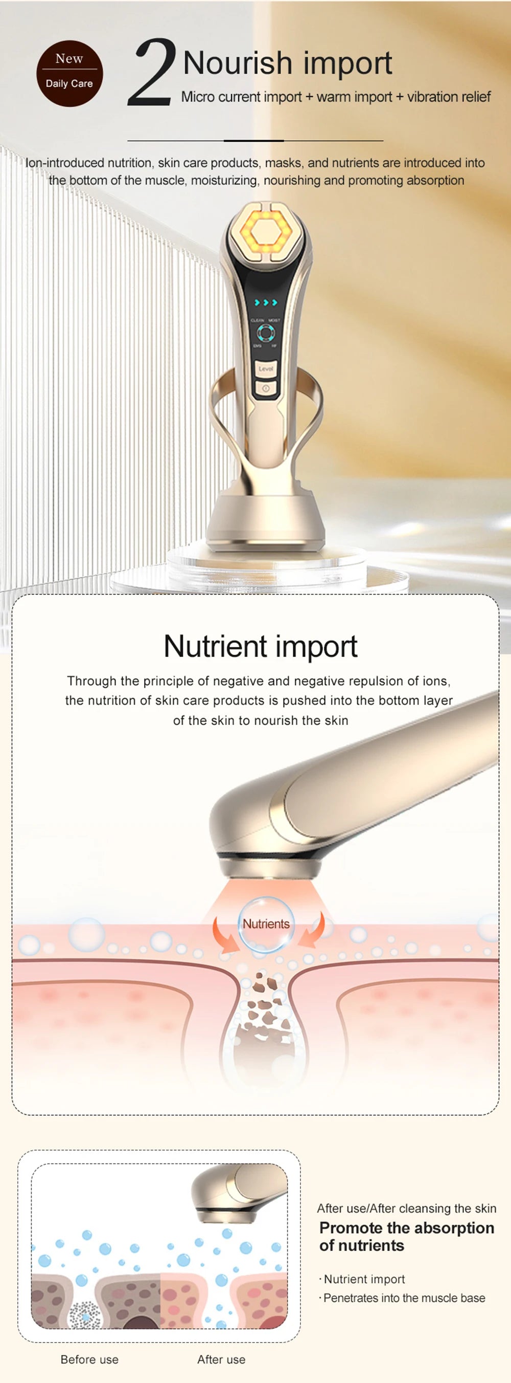 NEW Face Beauty Care Devices Multifunction Photon Skin EMS Massage Red Blue Light Anti Aging Tighten Wrinkle Removal Skin Care. 2026 DISPOSITIVO PARA LIMPIEZA FACIAL. AYUDA EL ESTIRAMIENTO.