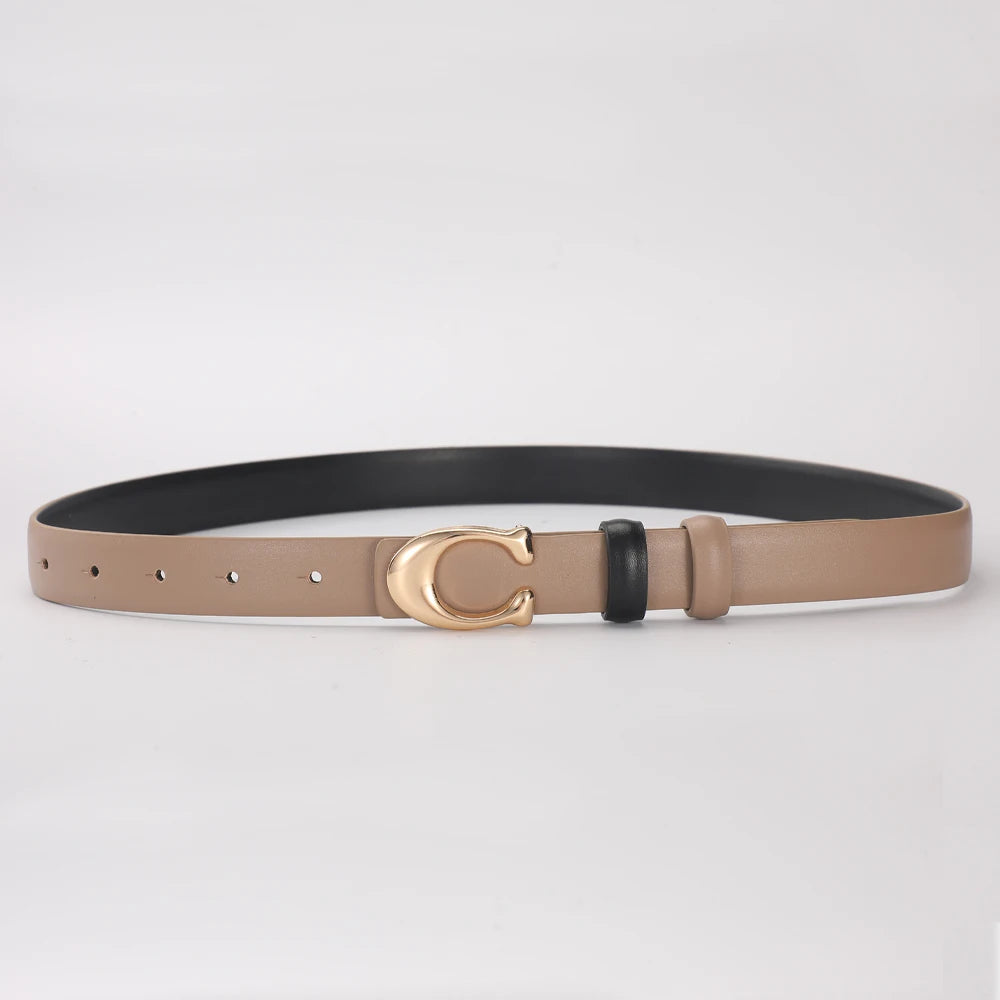 High-quality Women's Fashionable Belt C-shaped Buckle Smooth Buckle Temperament Double-sided Gift For Mother Using Belt 2026