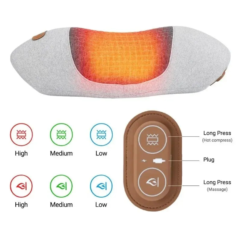 Almohada Masajeadora de Cuello — Eléctrica con Compresión Caliente, Masaje Vibratorio, Almohada Cervical para Dormir y Relajación, Espuma Viscoelástica con Soporte para la Columna