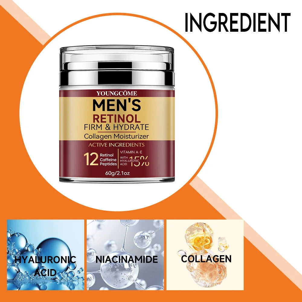 Men's Retinol Firming Face Cream Skincare Moisturizing Collagen Brightening Smooth Wrinkles Facial Face Men Skin Care Treatment.2026 Crema facial para hombres con retinol — reafirma, hidrata, aclara y suaviza arrugas.