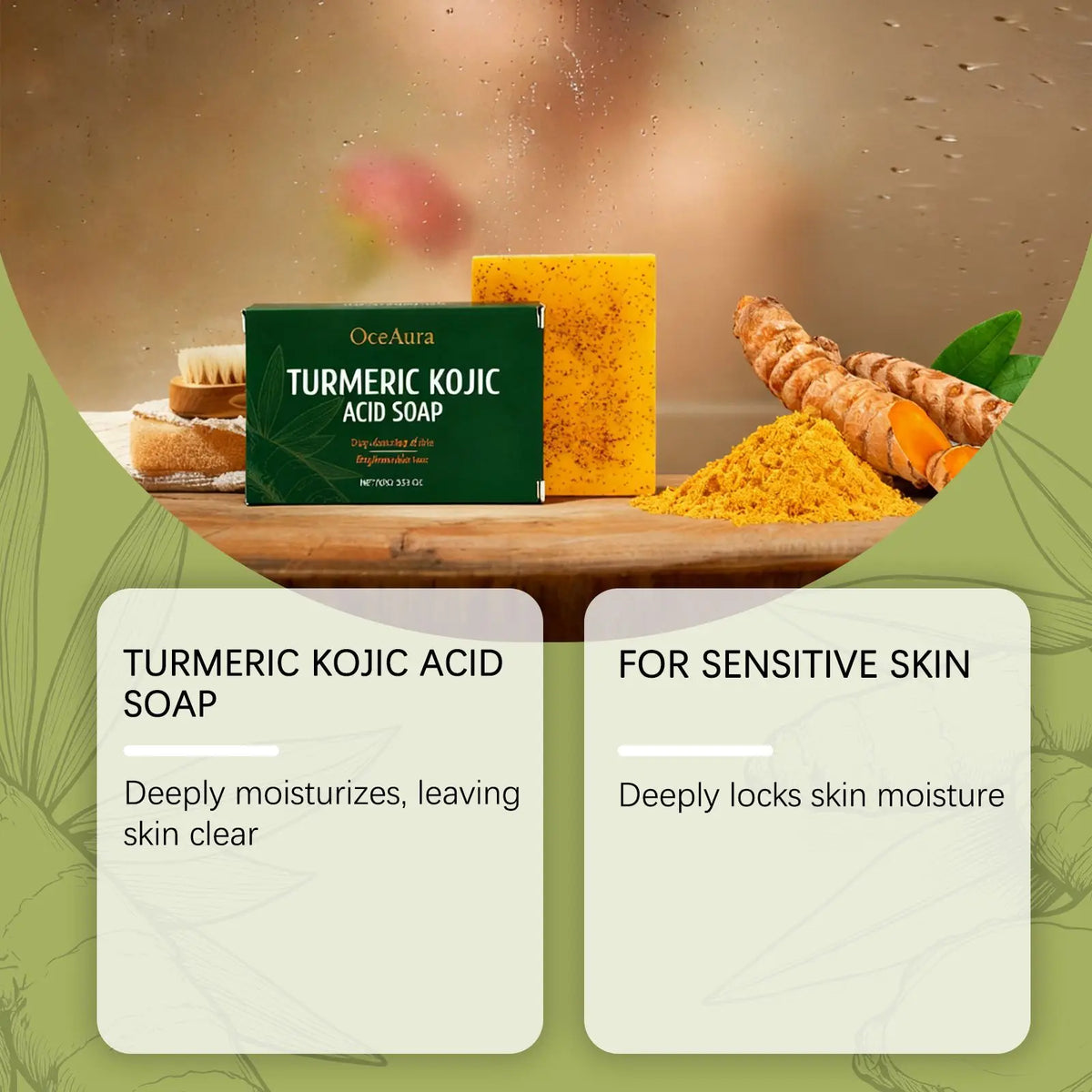 Turmeric and Kojic Acid Soap Deep Hydration Brightening Skin Care Products Soft Smooth Body Cleaning Skin Lightening Soap 100g.2026 JABON DE CURCUMA Y ACIDO DE KOJICO AYUDA A LA PIGMENTACION FACIAL