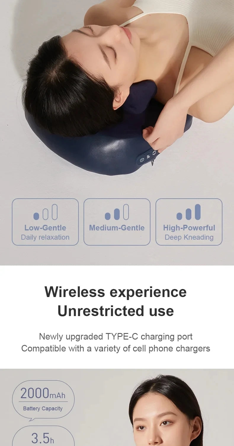 JAIYORL Almohada Masajeadora Eléctrica para Trapecio — Inalámbrica para Auto y Hogar, con Calor, para Cintura, Cuello, Piernas y Cervical, Masaje Shiatsu con Amasado