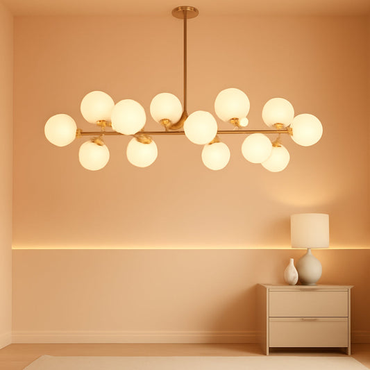 Milky White Glass Globe Sputnik Ceiling Chandelier