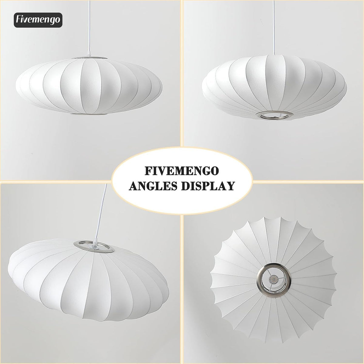 Size 19In White Pendant Light Fixture Saucer Chandelier