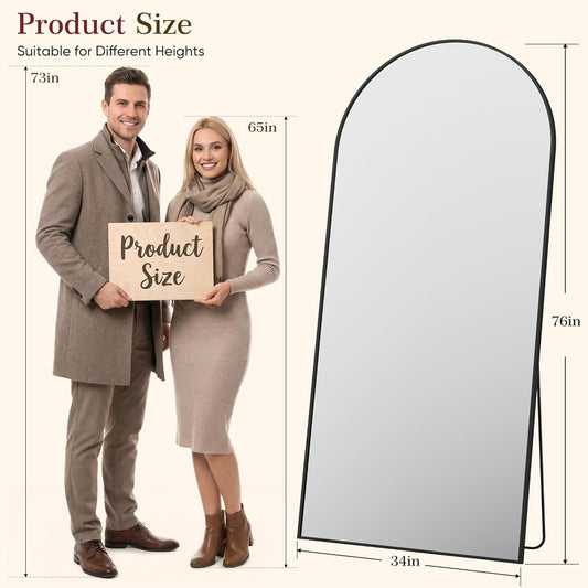 Architectural Full Length Floor Standing Mirror Black